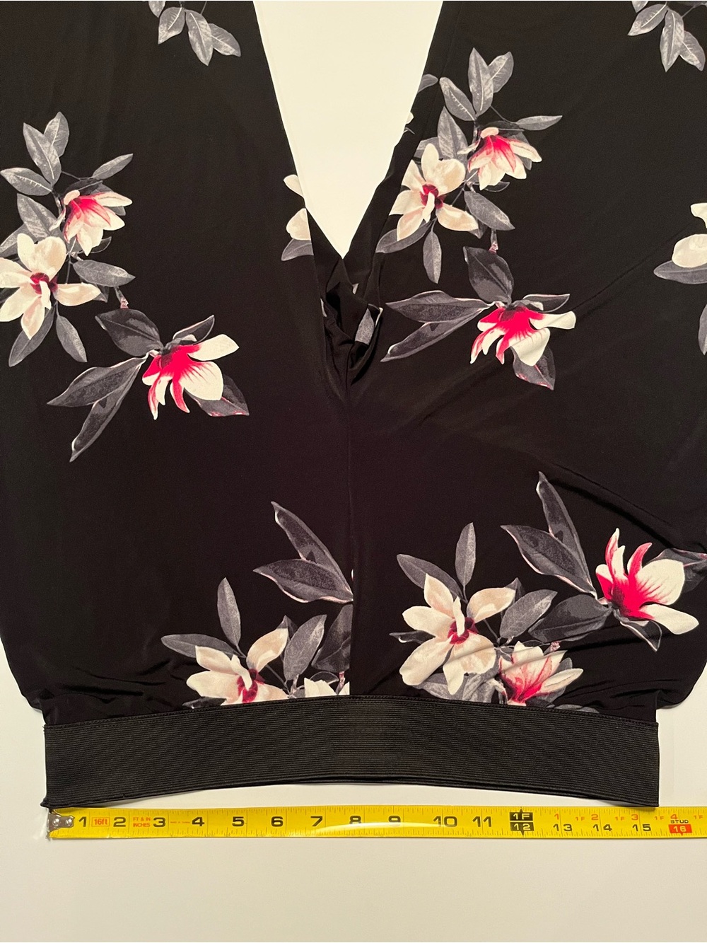 Alfani Black Palazzo Pants with Cream and Pink Floral Pattern